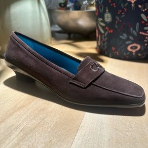 Ferragamo block heels espresso suede size 7, never worn brand new!